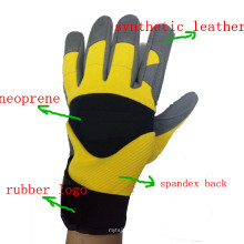 Heavy Duty Leather Synthetic Palm Safety Rigger Guantes con logotipo de goma